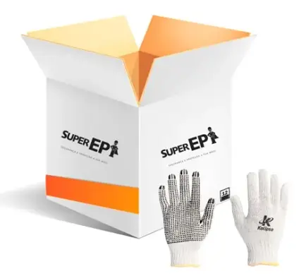 imagem do produto Luva Tricotada Branca em Algodão com Pigmentos Tatex Kalipso - Caixa Com 12 Pares