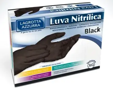 imagem do produto Luva Descartável Preta Nitrilica Lagrtta Azzurra CA 30323