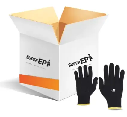 imagem do produto Luva Tricotada em Algodão Tatex Pigmentada Kalipso Preta CA 34491- Caixa Com 12 Pares