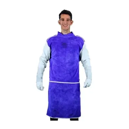 imagem do produto Avental Tipo Barbeiro de Raspa Azul Com Mangas Zanel CA 16070