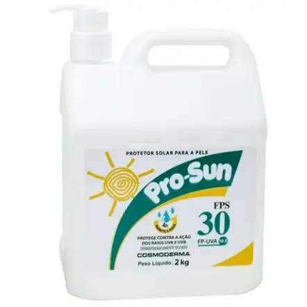 imagem do produto Protetor Solar Profissional Pro-Sun Fator 30 UVA E UVB Galão 2KG Cosmoderma imagem do produto Protetor Solar Profissional Pro-Sun Fator 30 UVA E UVB Galão 2KG Cosmoderma