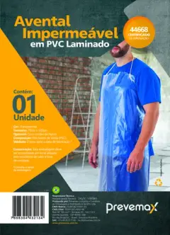 imagem do produto Avental de Pvc Laminado Transparente Prevemax 1,20 x 0,70 cm Impermeável Com Cordão Nylon CA 44668