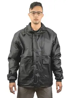 imagem do produto Japona Operacional Preta Vértice Com Capuz  em Nylon Emborrachado Impermeável e Térmica CA 28729