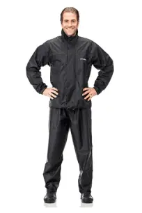 imagem do produto Conjunto Impermeável em Nylon Pantaneiro Preto com Gola, Bolso Interno e Refletivo CA 42187/42186