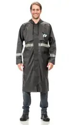 imagem do produto Capa de Chuva Pantaneiro Linha Premium Nylon Preta com Refletivo, Capuz e Ventilada CA 43333