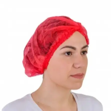 imagem do produto Touca Descartável de TNT Plissada com Elástico Vermelha Prevemax Pacote 100 Unidades