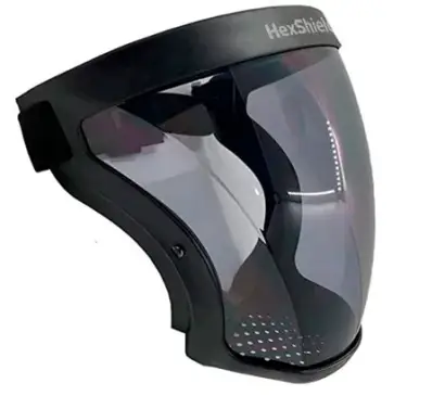 imagem do produto Protetor Facial Preto Hexpro Hexshield Lente Fumê Ajuste Elástico com Tratamento Antiembaçante Filtro KN95 CA 49438