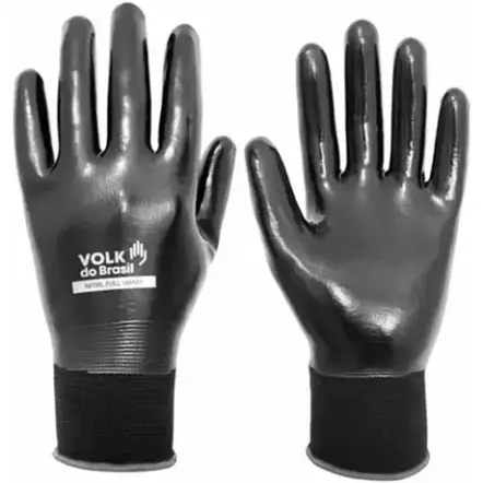 imagem do produto Luva Nitril Full Smart Volk Com Banho Nitrílico Total Palma e Dorso Preta CA 46787