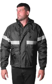 imagem do produto Japona Operacional Preta Ventilada Vértice Com Capuz e Refletivo em Nylon Emborrachado Impermeável, Térmica 2 bolsos Frontais   CA 28729