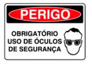 imagem do produto Placa de Sinalização em PVC Perigo Obrigatório Uso de Óculos de Segurança 25X35 CM Modelo SP32