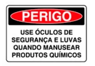 imagem do produto Placa de Sinalização em PVC Perigo Use Óculos de Segurança e Luvas Quando Manusear Produtos Químicos 25X35 CM Modelo SP40