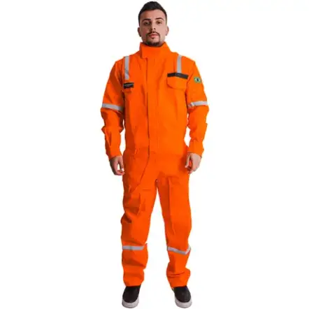 imagem do produto Macacão Eletricista Nr10 Padrão Petrobrás Risco 2 ATPV 11 cal/cm2 Marca Maicol Laranja CA 43427