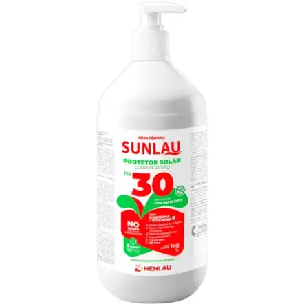 imagem do produto Protetor Solar Henlau Linha Sunlau Fator Fps 30 Uva e Uvb Com Repelente Icaridina Frasco de 1KG Henlau