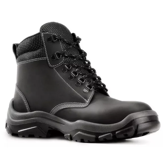 Bota de Segurança Em Couro Preta Bracol Buj Linha Premium Bico de Pvc