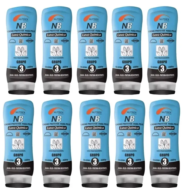 Luva Química Nutriex NB Grupo 3 Contra Bactérias e Microrganismos 200Gr Caixa Com 10