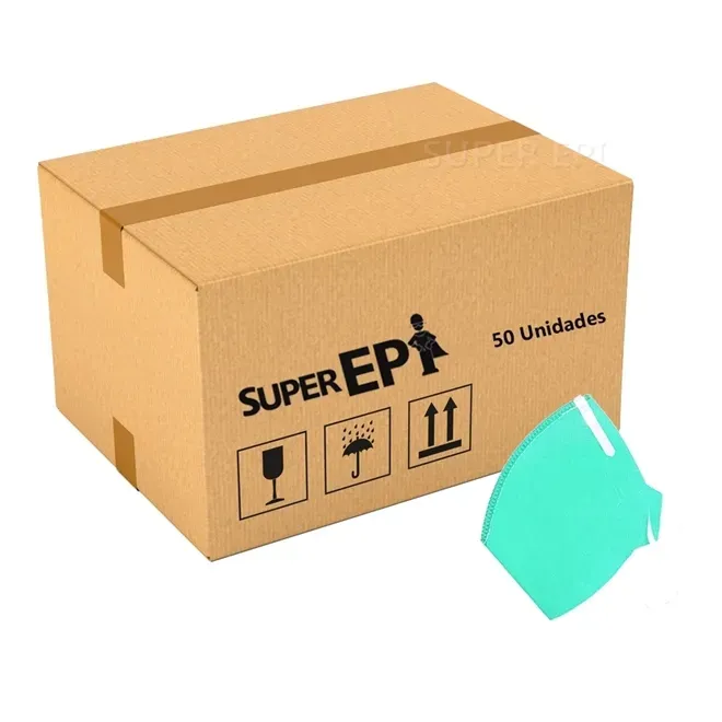 Máscara Super Mixx Tipo PFF2  Sem Válvula Verde Dobrável Clipe Nasal Caixa Com 50