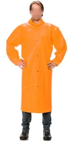 Capa de Chuva Em Trevira Longa Forrada Laranja Linha Premium Ecopoli CA 35562