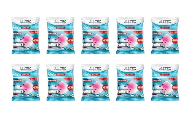 Máscara Respirátoria Alltec Mastt Protec Pff2 Sem Válvula Virucida CA 44305 kit com 10