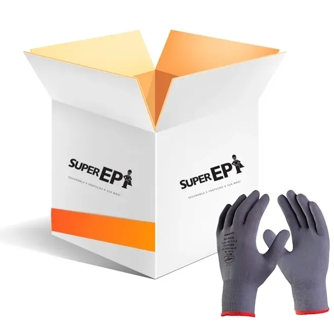 Luva Danny Poliflex Nylon Sem Pigmento Cinza Ótimo Tato DA-11100 CA 26924 Caixa