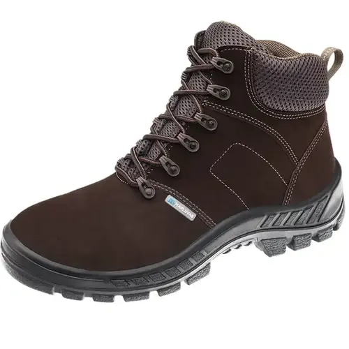 Bota de Segurança em Couro Nobuck Marrom Marluvas 50B26-BP-NUB Com Bico de PVC CA 45611
