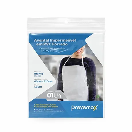 Avental de Pvc Forrado Impermeável 1,20 x 60 cm Branco Prevemax Embalagem Individual CA 40610