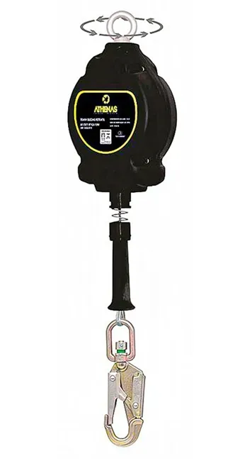 Trava-Quedas Retrátil Athenas de 20 Metros com Cabo de Aço Conector Giratório AT 7071 RT CA 20M