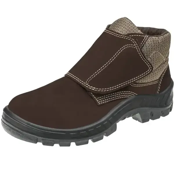 Bota de Segurança Marluvas 50B26 CB VEL BP Marrom Café Em Couro Nobuck com Velcro e Bico de Pvc CA 43273