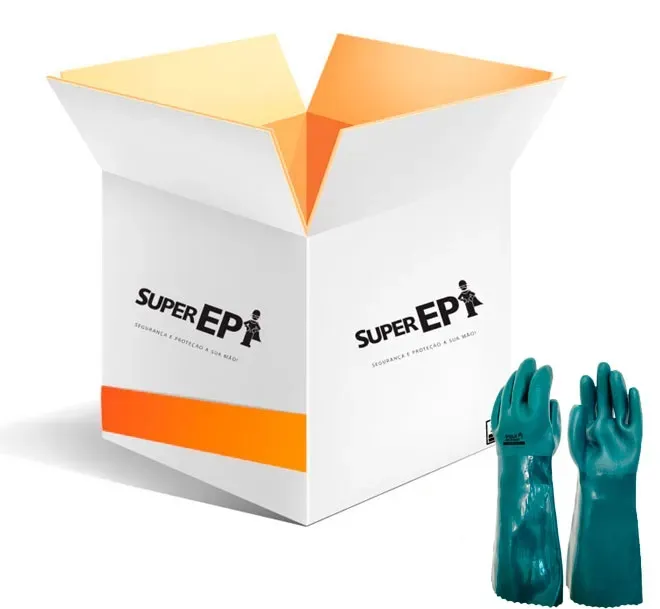 Luva de Segurança Em Pvc Volk Smart Verde 36CM Com Forro CA 46837 - Caixa com 12 Pares