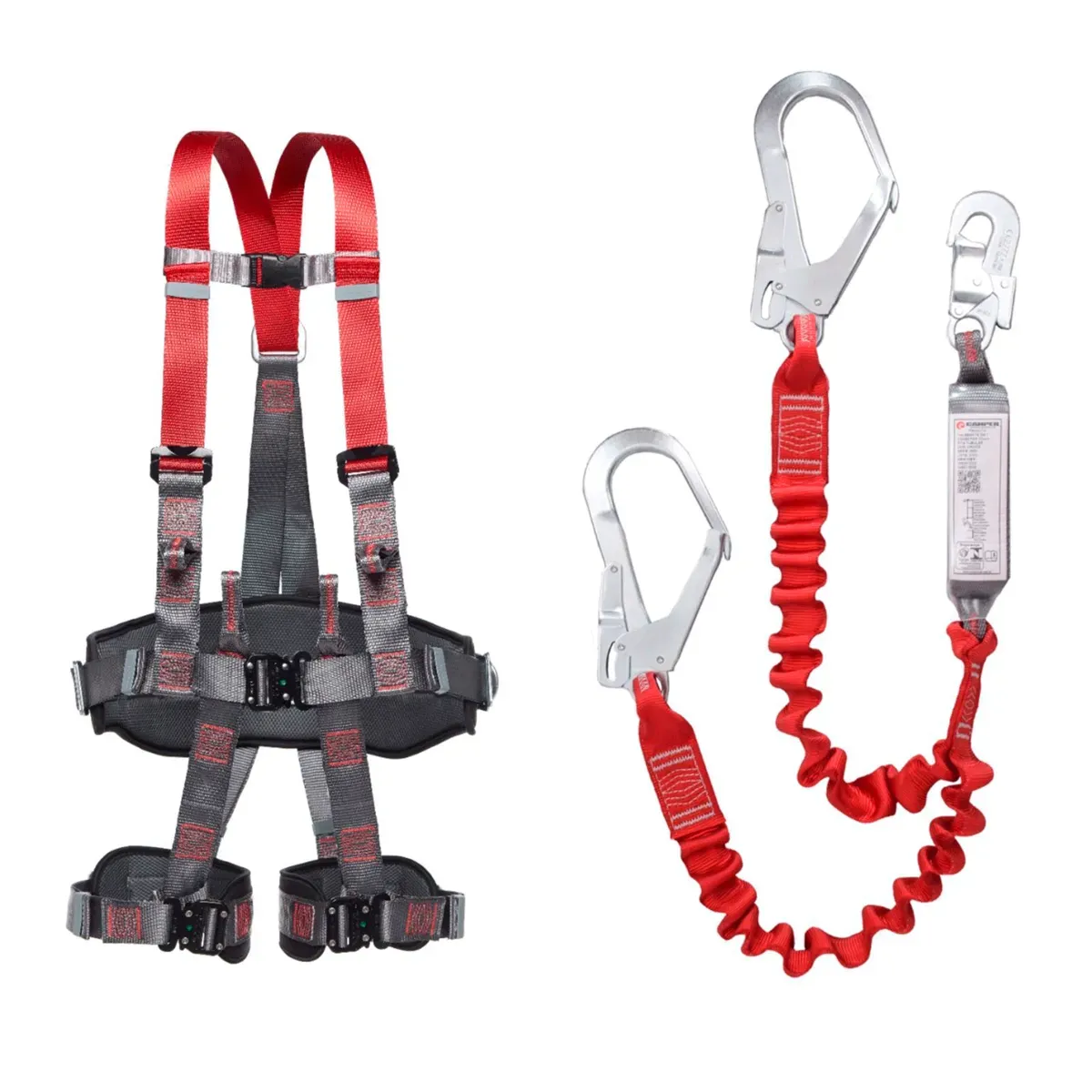 Cinturão Paraquedista CP 1401 4 Pontos de Conexão + Talabarte Duplo em Y 1,35 Metros Com Absorvedor de Energia, Fita Tubular e Gancho 55MM CP2102 CA 45435