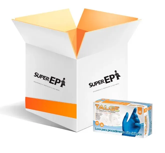 Luva Nitrílica Descartável Talge Azul Medical Não Cirúrgico Caixa com 100 Unidades Anvisa CA 39270 - Caixa Master 10 Dispenser