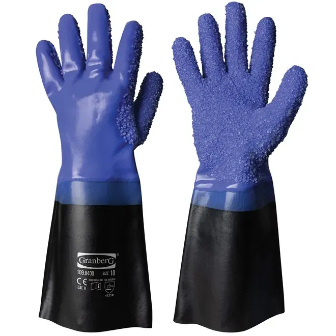 Luva de Segurança Granberg 8400 Hexpro Pvc de Alta Durabilidade Granulada e Alta Proteção Química CA 47903