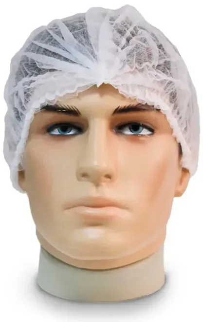 Touca Descartável de TNT Plissada com Elástico Branca Prevemax Pacote 100 Unidades