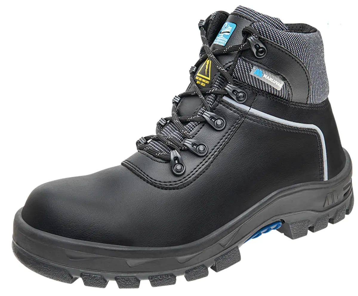 Bota de Segurança  Em Couro Nobuck  Marluvas 75BPR29 CLI MP CPAP Eletricista  Preta Solado Antiperfurante Bico de Composite CA 43791