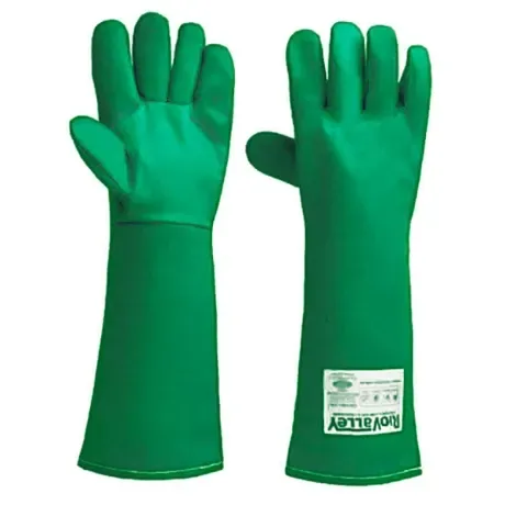 Luva de Proteção Térmica 5 Dedos Verde Até 350º Rio Valley Radiant Heat Punho Longo 45 CM CA 28689