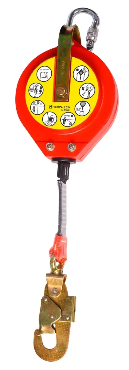 Trava-Quedas Retrátil Hércules HWR025 de 2,5 Metros em Fita Caixa de Alumínio de Alta Resistência