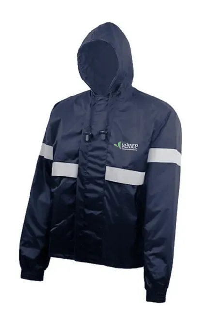 Japona Operacional Azul Marinho Ventilada Vértice Com Capuz e Refletivo em Nylon Emborrachado Impermeável e Térmica CA 28729