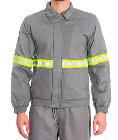 Camisa de Proteção Para Arco Elétrico NR10 ATPV11 Mr Safety Cinza Sem Bolso, Fechamento Total em Velcro, Punho Elástico CA 45376