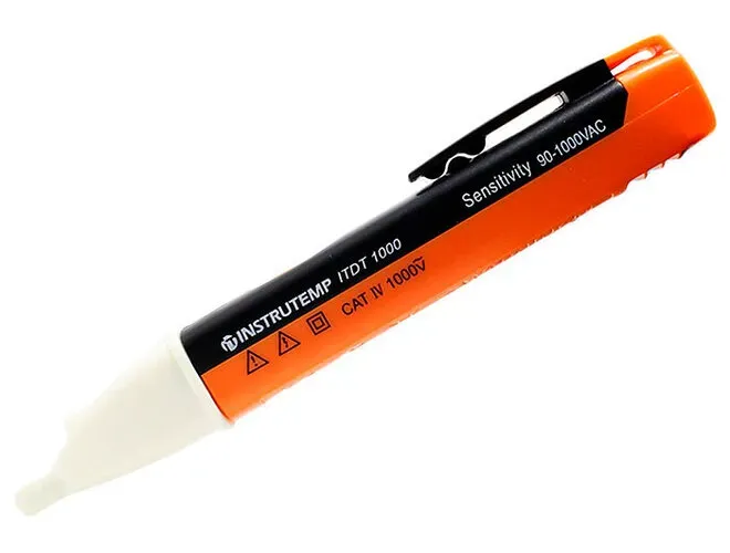 Detector de Tensão Tipo Caneta 90 a 1000V Instrutemp ITDT1000 Sem Contato Com 2 pilhas AAA