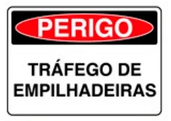 Placa de Sinalização em PVC Perigo Trafego de Empilhadeiras 25X35 CM Modelo SP66