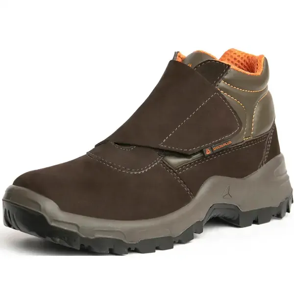 Bota de Segurança Delta Plus Vitória OB SRA Couro Marrom Nobuck e Velcro Bico de PVC CA 35437