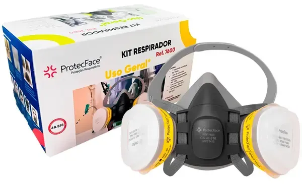 Kit Respirador Para Serviços Gerais Protec Face Completo Com Cartuchos Vo + GA e Filtros Pronto Para Uso CA  48816