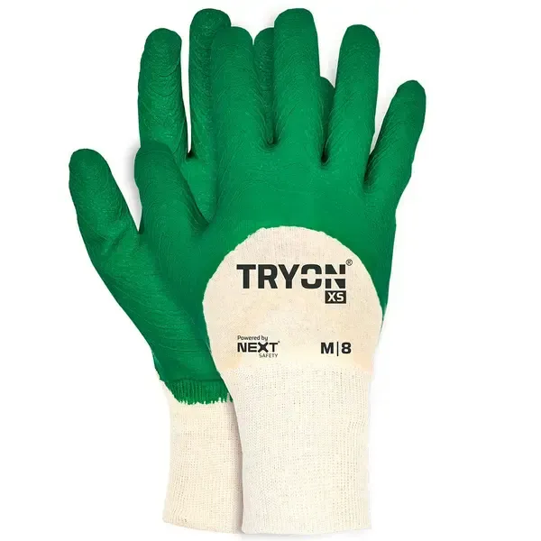 Luva de Proteção TRYON XS Next Safety 22.300 Látex Corrugado Palma CA 51089 Evita Cortes e Escoriações em Serviços Pesados