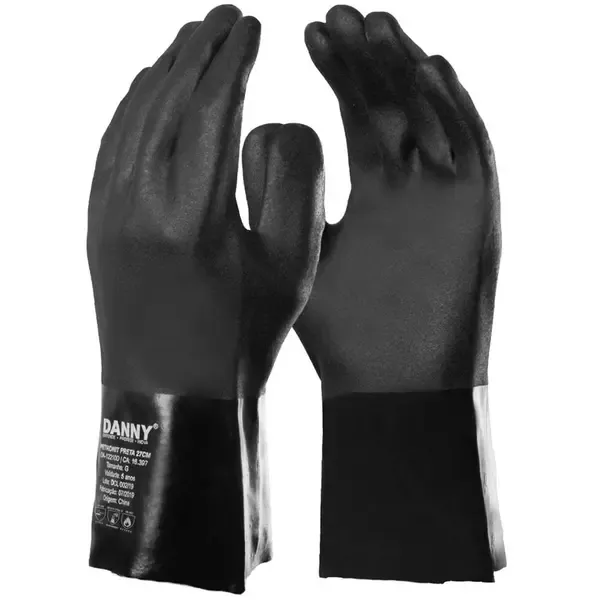 Luva de Pvc Danny Petronit Com Forro Modelo Da-12210D Preta Comprimento 26 CM CA 16397