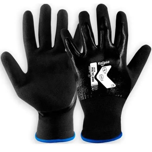 Luva de Proteção Kalipso Nbr Ultra 90-303 Banho Nitrílico Total Foam Ideal Para Peças Úmidas e Oleadas CA 50683