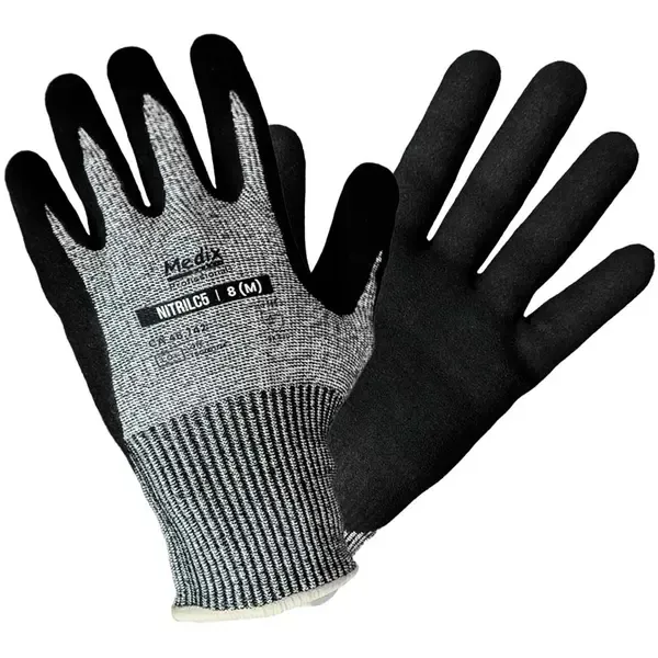 Luva de Proteção Ao Corte Medix NitrilC5 Teste Tdm Nível D Palma Banho Nitrílico CA 48742