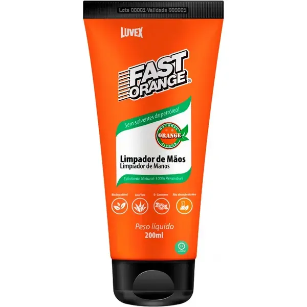 Desengraxante Luvex Fast Orange Limpador de Mãos Esfoliante Renovador de Pele  200 Gramas