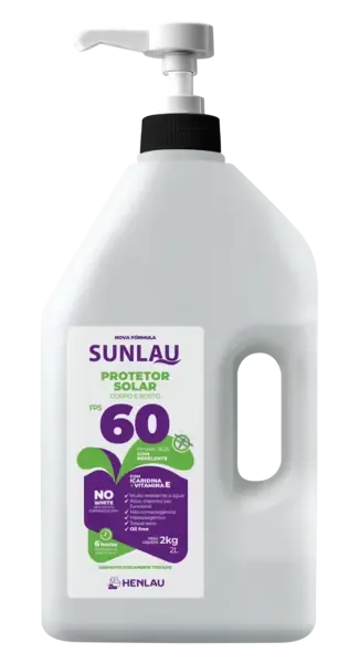 Protetor Solar Sunlau Marca Henlau Fator 60 Com Repelente Com Icaridina Frasco 2 kG