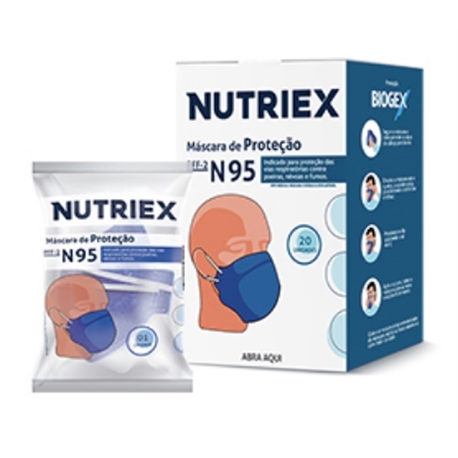 Máscara de Proteção Hospitalar N95 PFF2 Nutriex Sem Válvula Caixa com 20 Unidades