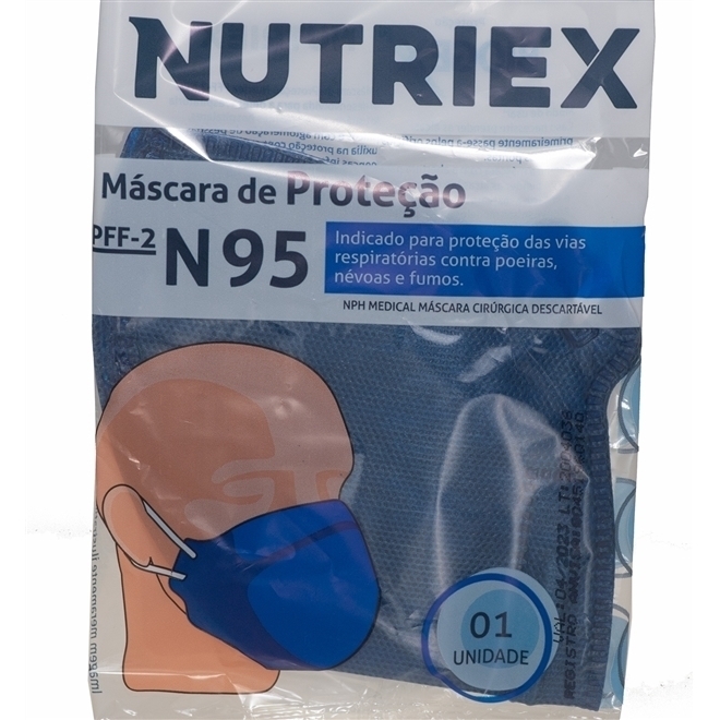 Máscara de Proteção Hospitalar N95 PFF2 Nutriex Sem Válvula Caixa com 20 Unidades