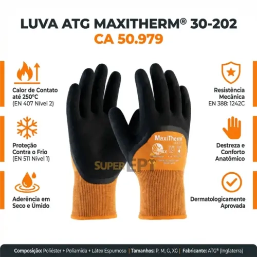 Luva Atg Maxitherm Modelo 31.000 Alta Temperatura Até 250º CA 50979